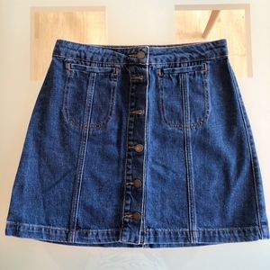 Womens Medium Wash TopShop Moto denim Skirt